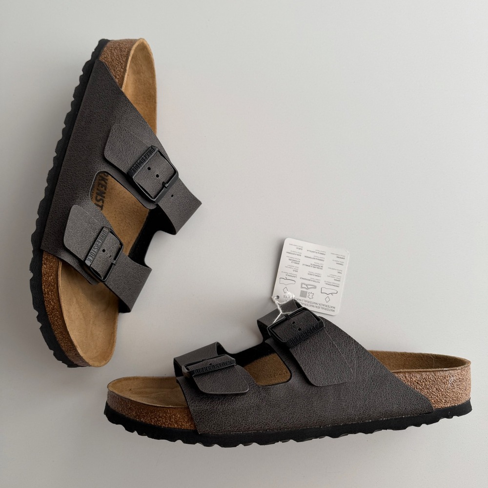 Birkenstock NWT Arizona Anthracite Vegan Birko Flor Comfort Sandals EU 42 US 9